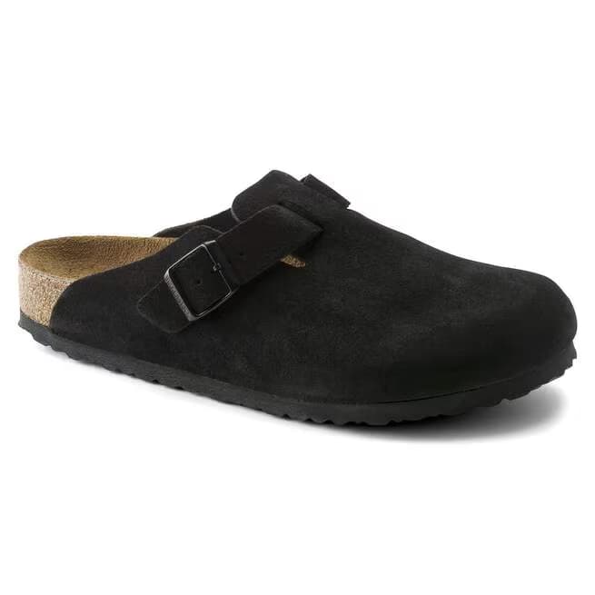 Birkenstock Women's Boston Clogs - Black Suede - 660473