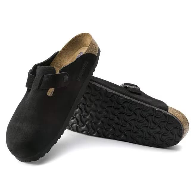Birkenstock Women's Boston Clogs - Black Suede - 660473